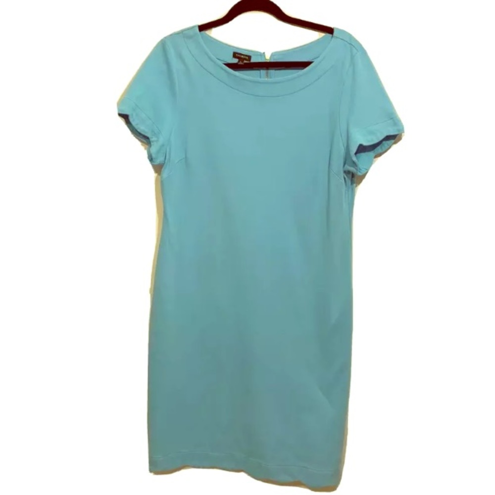 Talbots light blue dress with detailed trim size L